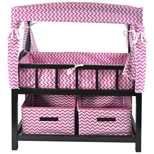 Naomi Kids Canopy Doll Crib with Baskets