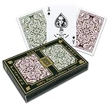 Kem Jacquard Playing Cards: 2-Deck Set Green/Burg (Poker - Wide), Regular Index