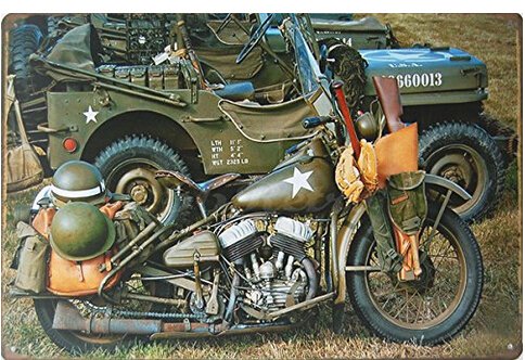 1942 Harley-davidson WLA Military, Metal Tin Sign, Size 8