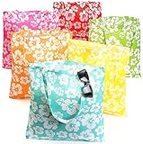 Lot of 12 Large Hibiscus Hawaiian Luau Pool Party Tote Bags