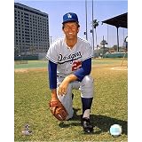 Photofile Los Angeles Dodgers Tommy John - Posed kneeling - Matted 8x10 Photo in Aluminum Frame