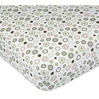 Carter's Easy Fit Printed Crib Fitted Sheet, Ecru/Brown Circles