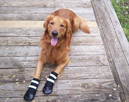 Rocpet All Weather Neoprene Paw Protector Dog Boots with Reflective Velcro Straps in 5 Sizes! (L)
