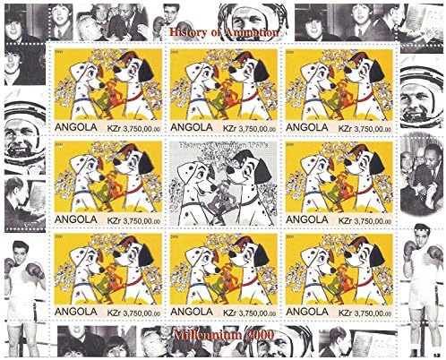 History of Animation 1960s Disney stamps for collectors - 101 Dalmatians - 9 stamps / 2000 / Angola