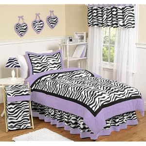 Purple Funky Zebra Childrens Bedding 4 pc Twin Set
