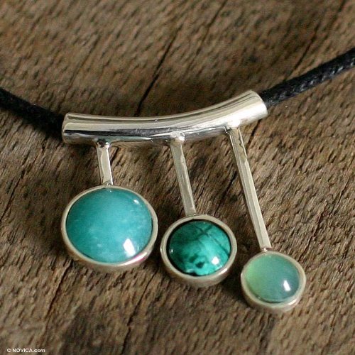 Opal and chrysocolla pendant Blue Trinity