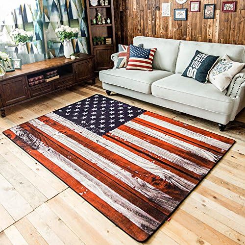 Vintage Fashion Livingroom Rug Runner Super Soft Stars and Stripes Flag Rug Washable Non-slip Bedroom Area Rug (2'6x4'0, Flag)