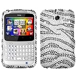 Black Zebra Skin Diamante Protector Cover for HTC Status/Chacha
