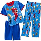 AME Sleepwear Boys 2-7 Mario Wii ‘Jump For Coins 2′ 3 Piece Pajama Set