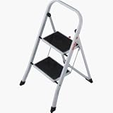 HAILO 4396-901 Stahl Klapptritt mit schwarze Riffelmatten 2 Stahlstufen weiss