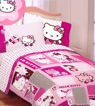 Hello Kitty Bedding Set Twin - Pink Comforter Sheets - Twin Bed