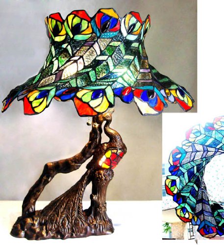 Table Double Style Peacock Lampshade Feather