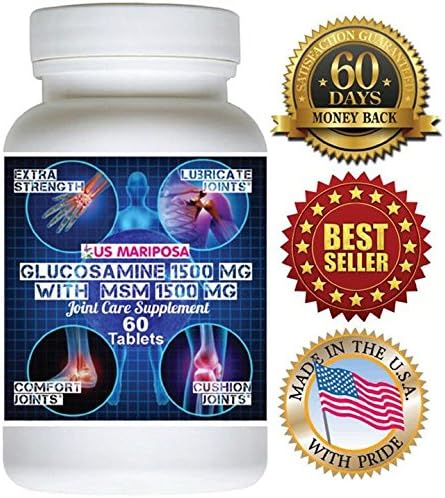 US MARIPOSA Extra Strength Glucosamine 1500 mg With MSM 1500 mg Joint Supplement (Made in USA) 60 Days Money Back Guarantee!