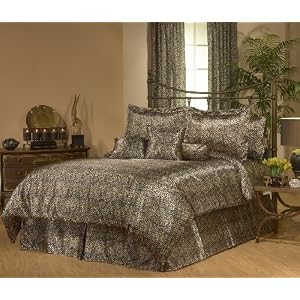 7 Pieces Super Soft 450 Thread Count Reversible Satin Leopard Design Comforter Bed-in-a-bag Set for Full Bed