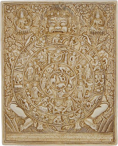 Tibetan Wheel of Life Wall Relief