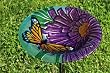 Monarch Floral Glass Birdbath with Stake