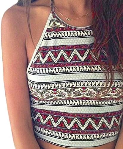 Sexy Women Crop Tops Summer Beachwear Bikini Bra Strap Tank Vest Tops High-Neck Halter Camis Camisole