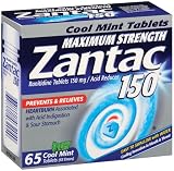 Zantac 150 mg Tablets, Cool Mint, 65-Count Bottle