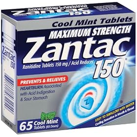 Zantac 150 mg Tablets, Cool Mint, 65-Count Bottle