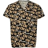 Georgia Tech Yellow Jackets Black All Over Print Scrub Top