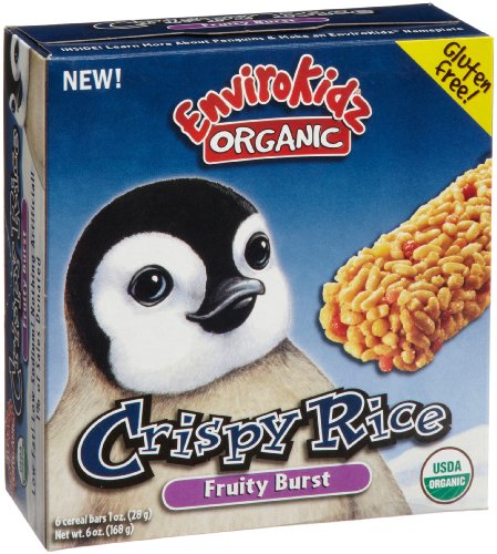 EnviroKidz Organic Penguin Fruity Burst Crispy Rice Bar, 6-Count Bars (Pack of 6)