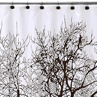 Product Image Tree Shower Curtain and Shower Hook Set - Brown