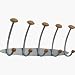 ALBA 5-Peg Wall Rack, 24-7/8 x 6 x 10-7/8, Plastic, Wood Pegs, Silver-Finish Rack