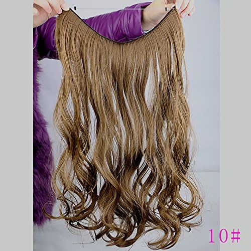 Manwu 18inch 80g Hide Halo Long Curly Big Wavy Flip in Hair Extension Synthetic Hairpieces in Beauty (10# Medium Ginger Brown)