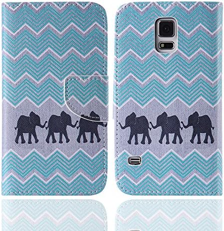 S5 Case, Galaxy S5 Case, GUSO Elephant Premium PU Leather Wallet Flip Protective Skin Case with Magnetic Closure for Samsung Galaxy S5 (Built-in Credit Card/ID Card Slot)