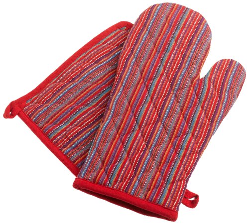 DII Salsa Stripe Tango Oven Mitt and Potholder Set