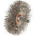 Weiler Narrow Face Wire Wheel Conflex Brush, Round Shank, Stainless Steel 302, Crimped Wire, 3" Diameter, 0.014" Wire Diameter, 1/4" Shank, 1" Bristle Length, 1/2" Brush Face Width, 20000 rpm