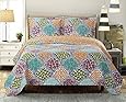 Dahlia Full / Queen Size, Over-Sized Coverlet 3pc set, Luxury Microfiber Printed Quilt by Royal Hotel