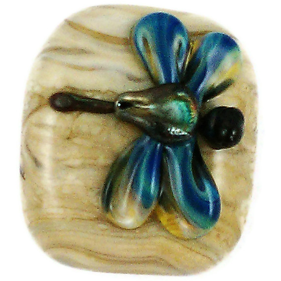 Dragonfly on Stone Lampwork Bead