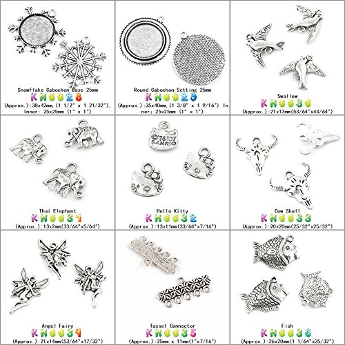 170 PCS Lots Bracelet Repair Making Fermoir Accessoires Antique Ancient Silver Tone Jewelry Making Charms KN0029 Round Cabochon Setting 25mm