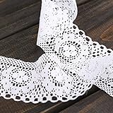 KINGSO 10 Yards Retro White Crochet Scallop Embroidered Stretch Lace Trim DIY Craft