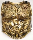 22001 Gold Armor Front W Attached Black Cape/Red Feather Trim Collar