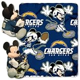 Disney/NFL San Diego Chargers Mickey Character Shaped Pillow with 40-Inch-by-50-Inch Fleece Throw Set