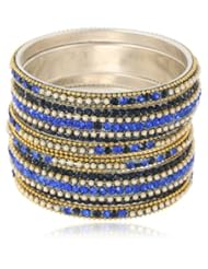 Chamak by priya kakkar 6 Handmade Crystal and Pearl Detail Bangle Bracelet, 7.5"