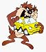 The Tazmanian Devil - Taz Holding Yellow Car - Sticker / Decal Image