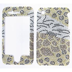 ANIMAL PRINT DIVA CRYSTALS snap on cover faceplate for Apple iPhone 3G & S