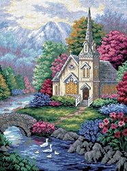 Dimensions Tranquil Church Needlepoint Kit-12 Inch X16 Inch