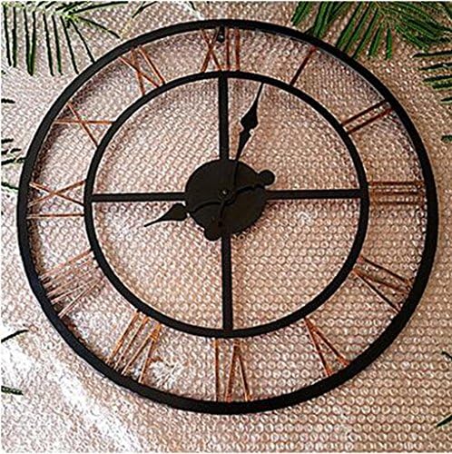 European and American styleEuropean, Roman numerals, large wall clock, American village retro, metal wrought iron frame, do the old hollow, clock, A section, diameter 80CM