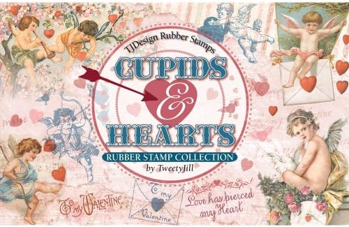 TJ Designs Rubber Stamp Set, Cupids and Hearts