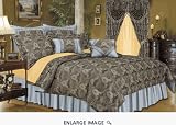 11 PC King Jacquad Pattern & Blue Accents (1000TC Egyptian cotton Sheets) Luxurious Comforter Set Photo