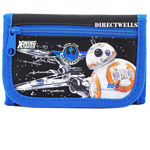 Disney Star Wars Robot Character Authentic Licensed Trifold Wallet (Black)