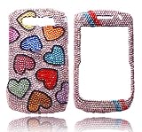 Blackberry 8900 Javelin Genuine Swarovski Crystal (7ss) Pink Multi Hearts Design Faceplate Cover Case