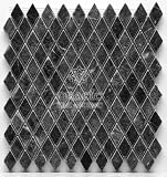 1' Black Diamond/Rhomboid Tumbled Marble Mosaic Tile