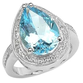 5.65 Carat Genuine Blue Topaz Pears and White Topaz Rounds Sterling Silver... by