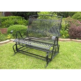 Iron Outdoor Double Glider Patio or Porch Garden Bench