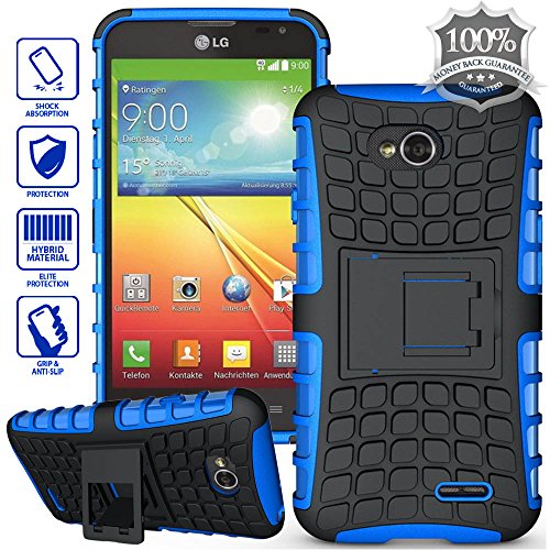 ElBolt TM 3 in 1 Bundle LG Optimus L70 (Metro PCS ) / Optimus Exceed II (Verizon) / Dual D325 / Ultimate 2 (Straight Talk) Armor Grenade Stand Hard Gel Case - Blue (Free Ultra-Sensitive Stylus Pen and Premium Screen Protector by BeautyCentral TM)